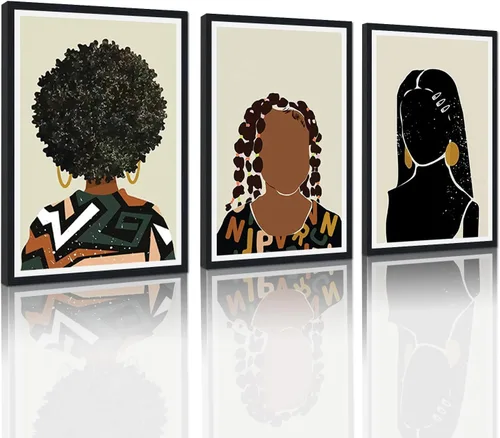 Miniatura 34 de MAMAGO Lienzo decorativo para pared, pintura de belleza dorada y negra, fotos de mujeres africanas, hermosos pósteres de mujer negra, impresiones
