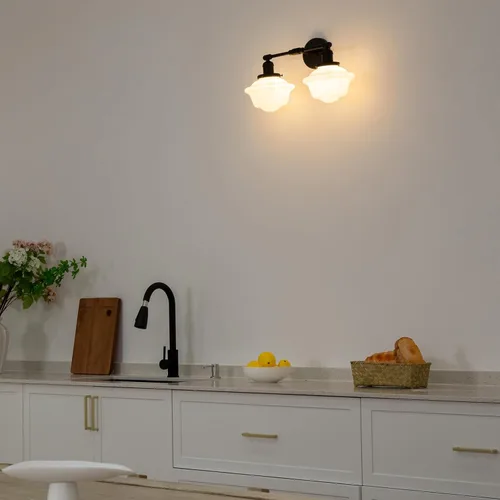 Miniatura 3 de Pathson 2-Lights Milk White Glass Wall Sconce Lights, Modern Classic Wall Vanity Lighting for Living Room Bathroom Bedroom