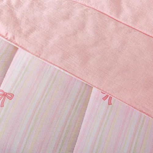 Miniatura 6 de Juego de ropa de cama de 5 piezas con lazo rosa para niñas, tamaño individual, ropa de cama Kawaii en una bolsa con sábanas de microfibra suave