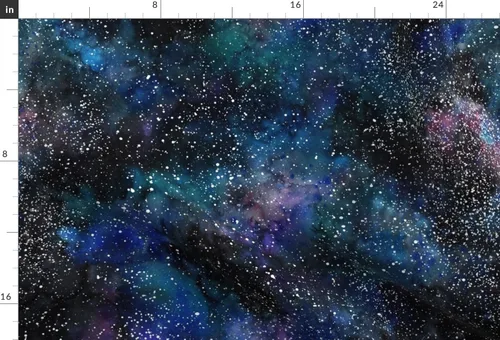 Miniatura 3 de Spoonflower Tela – Galaxia Espacio Profundo Estrellas Cielo Noche Nubes Acuarela Impreso en Tela de Gasa Cuarto Grasa – Costura Ropa de Moda