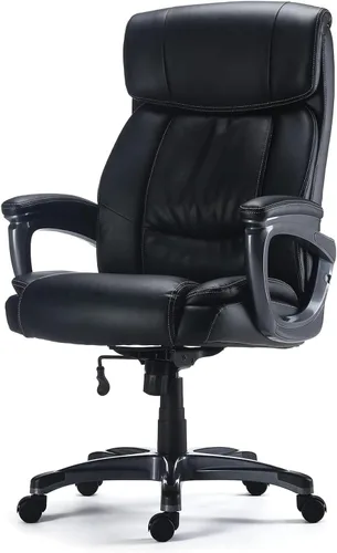 Miniatura 4 de STAPLES Lockland - Silla ergonómica de oficina para gerentes, acolchada grande y alta, altura ajustable, marco de metal, cuero regenerado