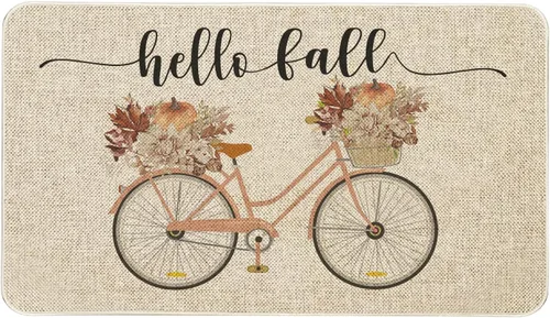 Miniatura 11 de Mloabuc Felpudo decorativo de otoño naranja con texto divertido de calabaza de bienvenida, tapete para interiores, decoración creativa de temporada