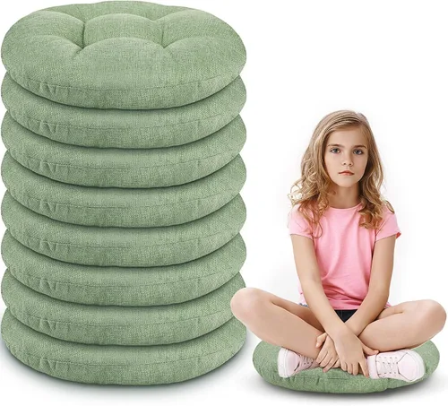Fumete 8 piezas de 40.6 cm de diámetro cojines de suelo redondos para niños y bebés, asientos flexibles para salón de clases, almohadas de suelo