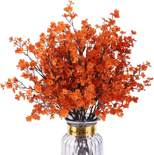Miniatura 22 de 8 piezas flores artificiales de aliento de bebé, flores de seda amarillas de tacto real, flores falsas para jarrón, hogar, oficina, boda, Navidad