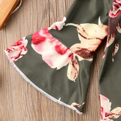 Miniatura 7 de Mameluco de manga larga con diseño de flores de encaje para bebé, color liso, conjunto de ropa con diadema