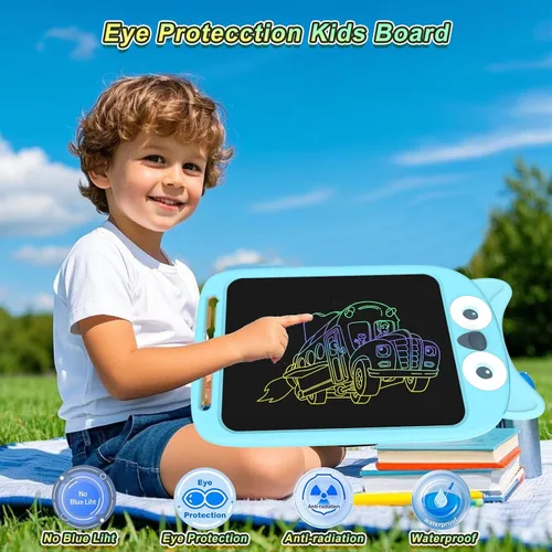 Miniatura 5 de Tableta de escritura LCD de 10 pulgadas, juguete de tablero de garabatos borrable, lindo bloc de dibujo de búho para niños de 2 a 6 años, regalo