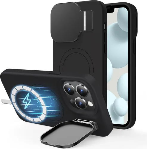 Miniatura 19 de Silverback Funda para iPhone 14 Pro Max con funda para cámara, compatible con MagSafe, con soporte integrado, funda magnética translúcida mate a