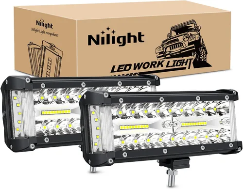 Miniatura 13 de Nilight - Barra de luz lateral de 17,78 cm, triple fila, haz puntual y disperso, luz de trabajo todoterreno para camiones, SUV, ATV, UTV