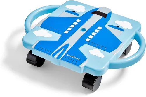 hand2mind Tabla de patineta planeadora Blue Plane, Tabla de patinete de piso, Juguetes de motricidad gruesa, Equipo de ejercicio y educación física