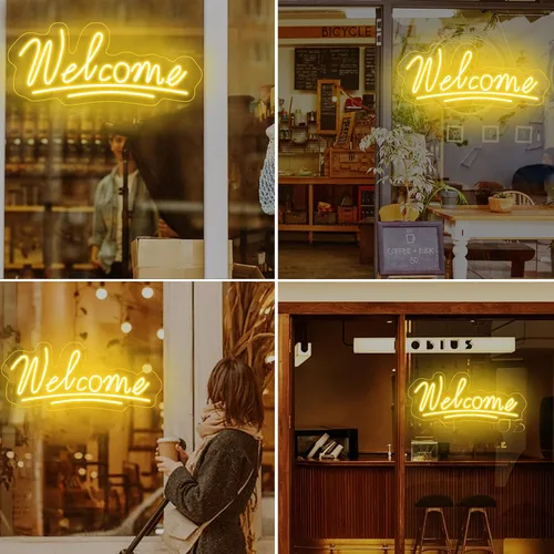 Miniatura 6 de Letrero de neón de bienvenida con luz LED de neón para negocios, letrero de negocios para ventana de tienda, tienda de vidrio, floristas, bares