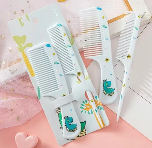 Juego de peines para el cabello para niñas y niños, peine de plástico antiestático portátil para peluquería (verde)