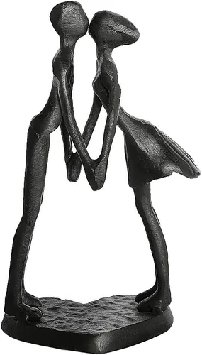 DreamsEden Escultura de hierro de 6 pulgadas, estatua de pareja de besos para aniversario, figura de hierro fundido hecha a mano, decoración del