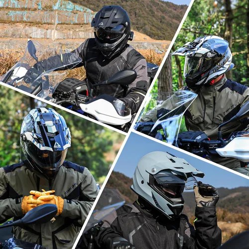 Miniatura 7 de TRIANGLE - Casco de motocicleta para deportes duales, casco para bicicleta todoterreno, ATV, casco de cara completa para adultos, hombres, con Gris