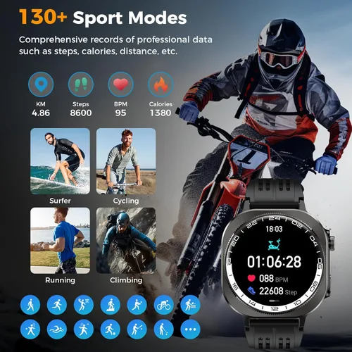 Miniatura 6 de 2026 Smart Watch (Answer/Make Call), 1.43" 3D-AMOLED Smartwatch for Men Women, 130+ Sports Fitness Watch, Heart Rate/Sleep Monitor, 60 Days