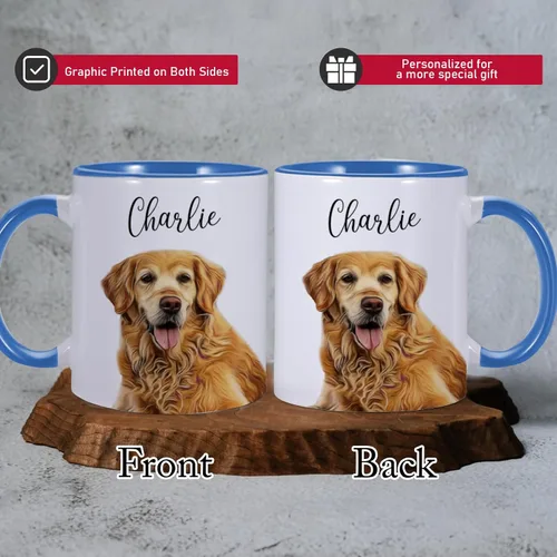 Miniatura 2 de Taza de café de cerámica personalizada de 11 onzas para perros, papá y amantes, incluye foto de mascota y nombre