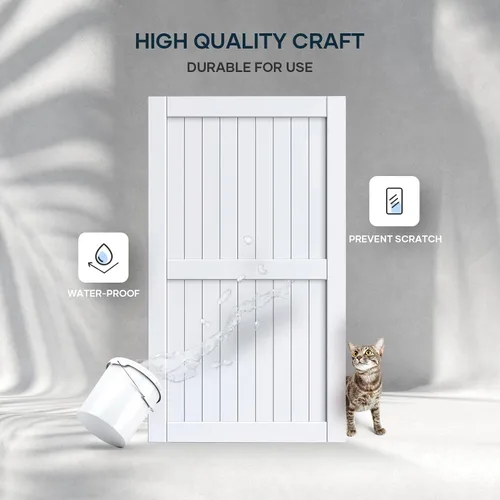 Miniatura 4 de EaseLife - Puerta de granero de 48 x 84 pulgadas en blanco con kit de herrajes deslizantes de 8 pies incluido y manija, madera maciza cubierta