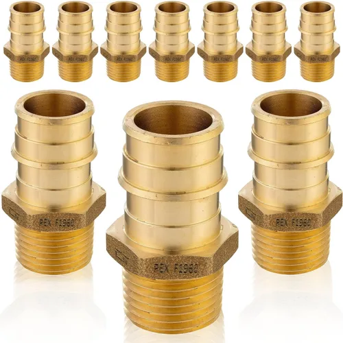 Miniatura 19 de Paquete de 5 accesorios de expansión Seelink PEX-A, adaptador NPT roscado macho de 1/2 x 3/4 pulgadas, accesorio de tubería de expansión de latón