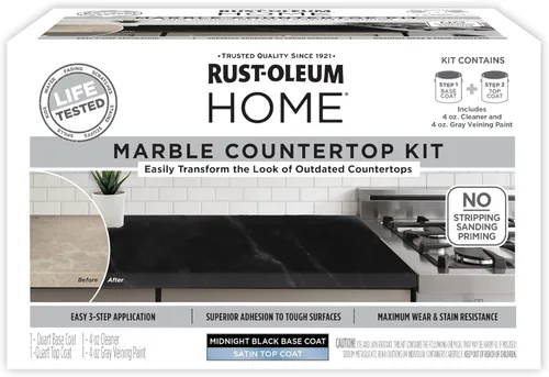 Rust-Oleum 369548 - Kit de revestimiento para encimera de mármol para el hogar, 72 onzas líquidas, negro