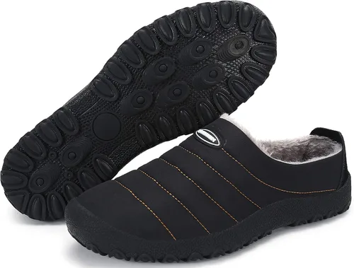 Miniatura 2 de UBFEN - Pantuflas cálidas de invierno para hombre y mujer con forro de felpa mullida, zapatos de casa con suela de goma antideslizante