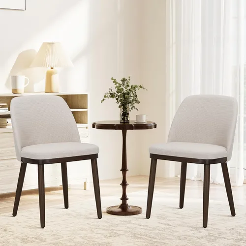 COLAMY Juego de 2 sillas de comedor tapizadas, modernas sillas de cocina con respaldo, sillas laterales de cuero con patas de madera para cocina,
