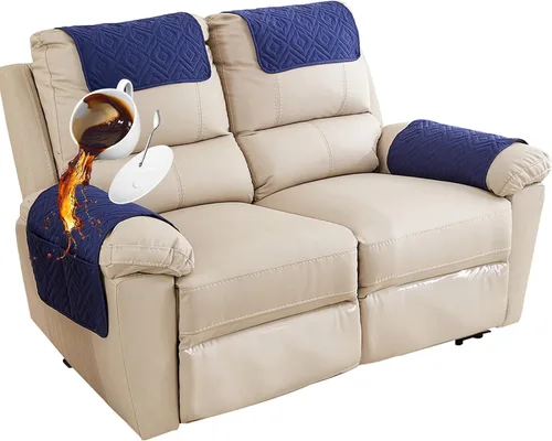 Miniatura 40 de Funda para Reposabrazos de Sofá, Funda para Reposacabezas de Silla Reclinable, Funda de Sillón con Bolsillos, Protector de Muebles Acolchado Beige