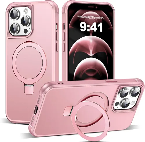 Miniatura 196 de SKYLMW – Funda compatible con iPhone 12 Pro Max y iPhone 13 Pro Max con soporte magnético invisible tipo anillo, fundas translúcidas para teléfonos