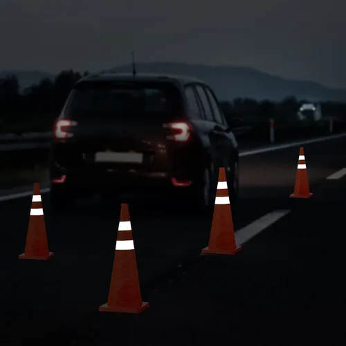 Miniatura 3 de RoadHero Paquete de 4 conos plegables de seguridad de tráfico de 28 pulgadas, conos emergentes multiusos con collar reflectante para seguridad vial