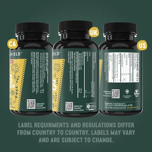 Miniatura 8 de Freshfield Omega 3 vegano, aceite de algas (algas), empresa libre de aceite de pescado, probado por terceros, sin carragenano, suplemento de DHA