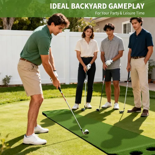 Miniatura 2 de Wekin Alfombra de práctica de golf para interiores con 2 putters, 2 bolas, 12 cubiertas de hoyo, tapete de entrenamiento de golf para juego