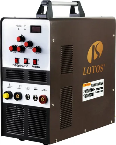 LOTOS TIG200ACDC 200A AC/DC Soldador de aluminio Tig con soldador de arco DC Stick, inversor de onda cuadrada con pedal y regulador de argón