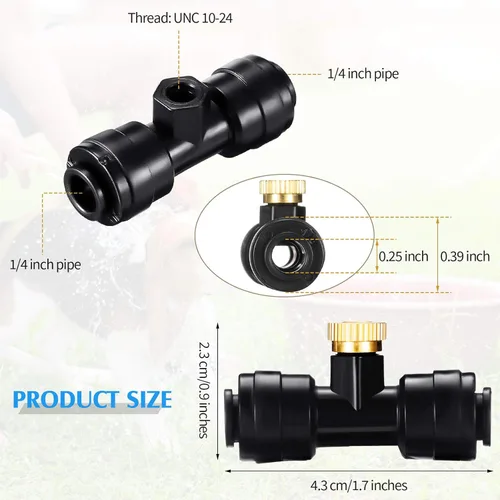 Miniatura 2 de 48 boquillas de nebulización de latón que incluyen rosca de nebulización de agua de 1/4 pulgadas y boquilla de orificio de latón con enchufe negro