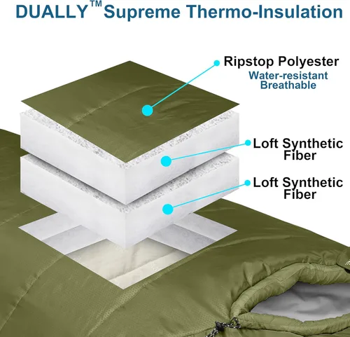 Miniatura 2 de Saco de dormir de mamá de 0 grados para adultos para campamento XXL grande y alto 3-4 estaciones cálido fresco Saco de dormir de invierno
