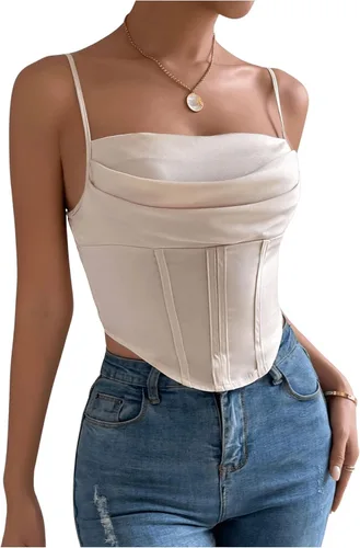 Miniatura 4 de SHENHE Camiseta sin mangas fruncida con dobladillo asimétrico fruncido para mujer