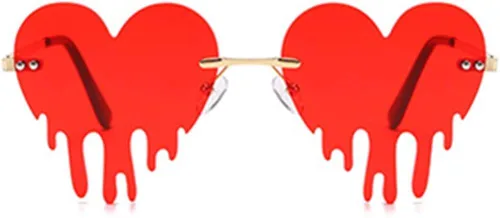 Miniatura 2 de Lentes de sol de corazón derretido para hombres y mujeres, sin montura, irregulares, para fiesta única, lentes de sol de metal para baile