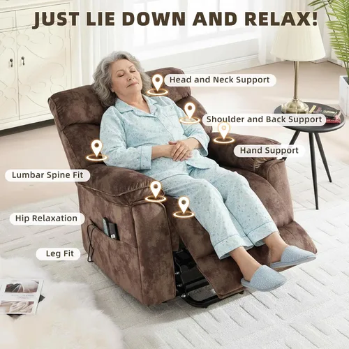 Miniatura 7 de CANMOV Power Lift - Silla reclinable para personas mayores con masaje por vibración y calefacción lumbar, silla elevadora eléctrica con bolsillo