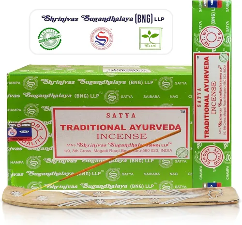 Miniatura 21 de Varillas de incienso Satya Champa, Paquete de 15gmx12 de inciensos Satya Bng con paquete de soporte de incienso Raajsee, Incienso natural Satya Nag