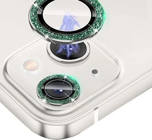 Bling - Protector de lente de cámara compatible con iPhone 13/13 Mini, vidrio templado ultrafino/transparente [antiarañazos] [a prueba de