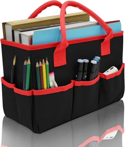 Cupohus - Bolsa de almacenamiento para organizador de arte y manualidades con bolsillos y asas, organizador portátil de tela Oxford para maestros,