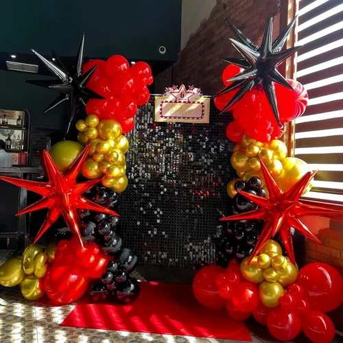 Miniatura 4 de 6 globos de estrella negra, globos de 22 pulgadas, globos de papel de aluminio con forma de estrella de Mylar para fiestas de cumpleaños, bodas