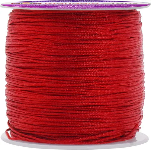 Miniatura 30 de Mandala Crafts Cordón de satén de nailon para la fabricación de joyas, 0.079 in, 55 yardas, cuerdas rojas de nailon, cordón de nudo chino para hacer