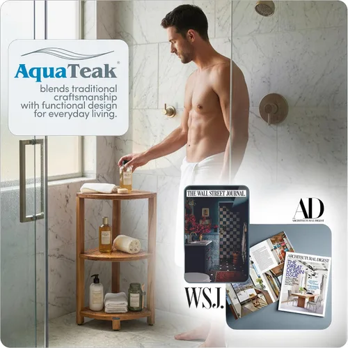 Miniatura 7 de AquaTeak Kai™ Petite - Soporte de almacenamiento de ducha de esquina de teca