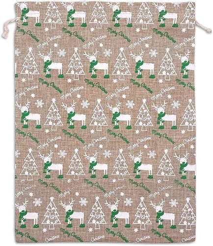Miniatura 22 de 48 paquetes de 3x4 bolsas de regalo reutilizables de yute y arpillera con cordones (Feliz Navidad, X-Pequeño) - para regalos, favores de fiesta