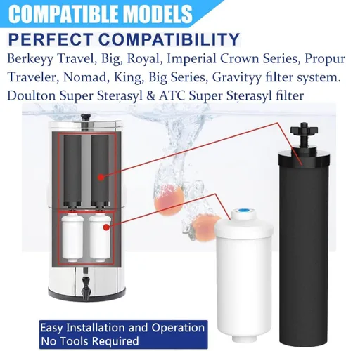 Miniatura 5 de Filtro de agua de repuesto compatible con piezas y accesorios del sistema de filtro de agua por gravedad Big Berkey, certificado NSF/ANSI 42 y 372
