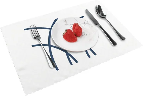 Miniatura 14 de Rectangular Placemats Set of 4, Heat Resistant Flower Doodles Printed Kitchen Dining Table Mats