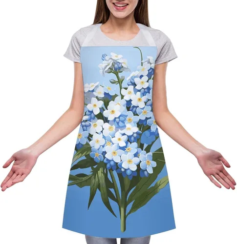 Miniatura 3 de MUSM Do Not Forget Me Apron，Classic Vintage Funny with Pockets Aprons,Adjustable Bib Waterdrop Resistant for Kitchen Cooking Restaurant BBQ Painting