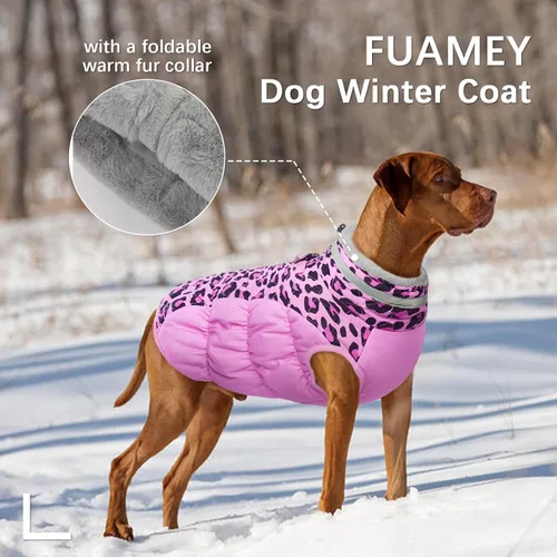 Miniatura 5 de FUAMEY - Abrigo de invierno para perro, chaqueta con cremallera y arnés, chaleco acolchado, reflectante, impermeable, para perros pequeños, medianos