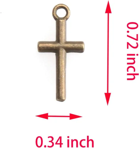 Miniatura 2 de 50 piezas de dije de cruz de metal religioso, plata antigua, vintage, mini cuentas para hacer joyas, accesorios, aretes, pulsera, collar, llavero