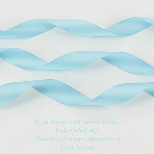 Miniatura 3 de HUIHUANG Cinta azul bebé de 1 pulgada x 20 yardas, cinta de satén gruesa brillante de lujo de doble cara para baby shower, manualidades y lazos