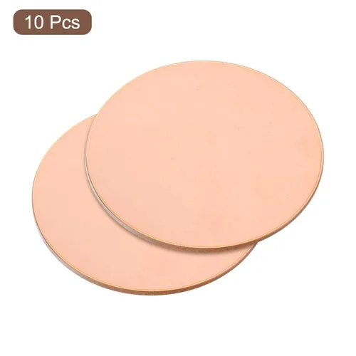 Miniatura 3 de uxcell Hoja de cobre puro, 10 unidades de 1 3/16 pulgadas x 0.02 pulgadas, calibre 24 T2, placa redonda de metal de cobre para manualidades
