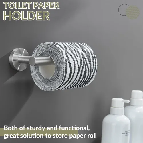 Miniatura 8 de APLusee Soporte de papel higiénico de níquel cepillado, soporte de papel higiénico de acero inoxidable 304 para pared de baño, dispensador de rollos